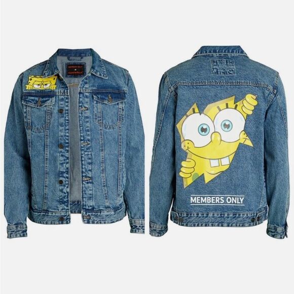 Members Only Jackets & Blazers - Members Only Nickelodeon SpongeBob Squarepants Trucker Casual Denim Jacket 90’s